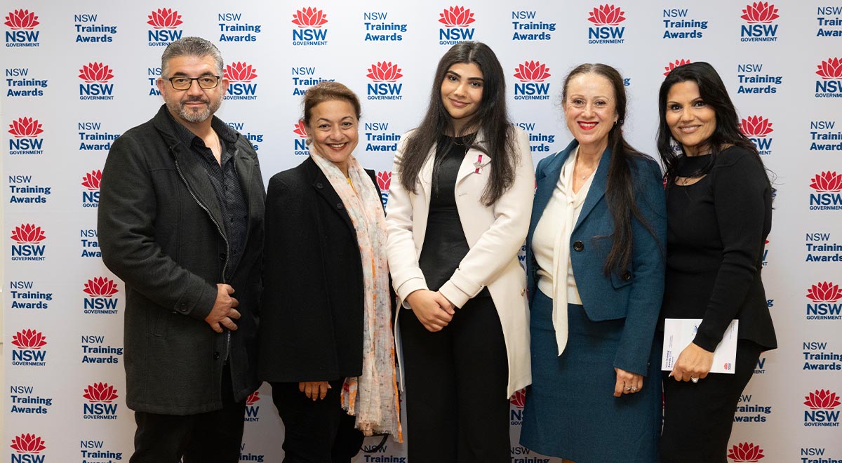  Georgia with her parents, Mrs P. Relan, Social Sciences Teacher, and Ms M. Refalo, School Principal