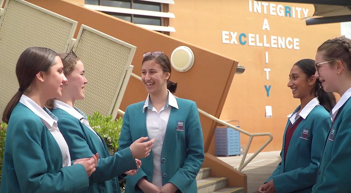 Catherine McAuley Catholic College Westmead students talking with eachother