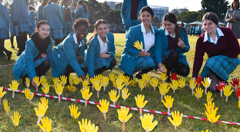 Catherine McAuley Catholic College Westmead students social justice initiative 'Sea of Hands' for reconciliation