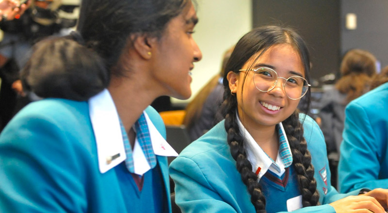 Smiling Catherine McAuley Catholic College Westmead students