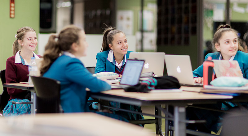 Catherine McAuley Catholic College Westmead students in flexible classroom