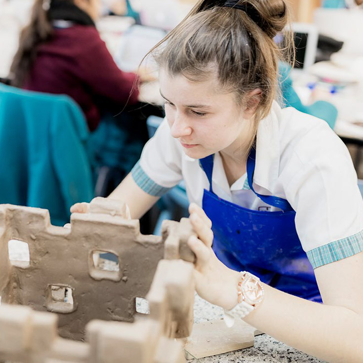 Catherine McAuley Catholic College Westmead ceramics student building clay sculpture
