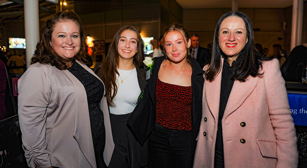 (Left to right) Taryn Grima with students Holly Zaccaria and Macy Smith and Principal Mary Refalo at the 2022 NSW Training Awards (Western Sydney & Blue Mountains).