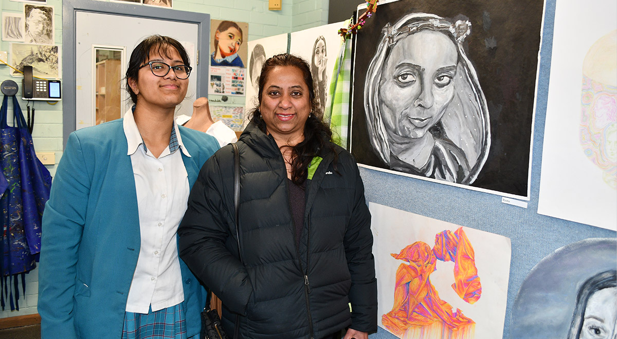 Photo: Year 11 student and her mum who she painted