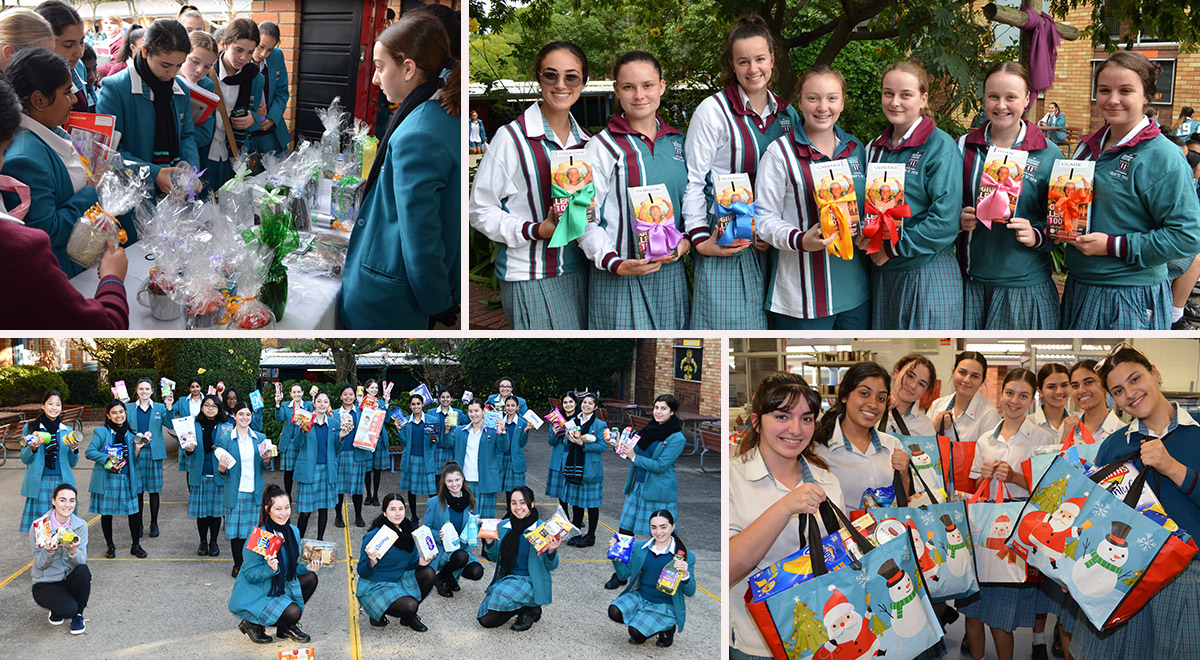 Collage of Social Justice initiatives at Catherine McAuley Catholic College Westmead